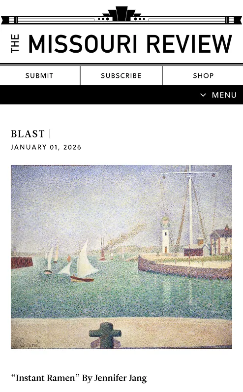 Magazine cover of The Missouri Review, BLAST, January 1, 2026